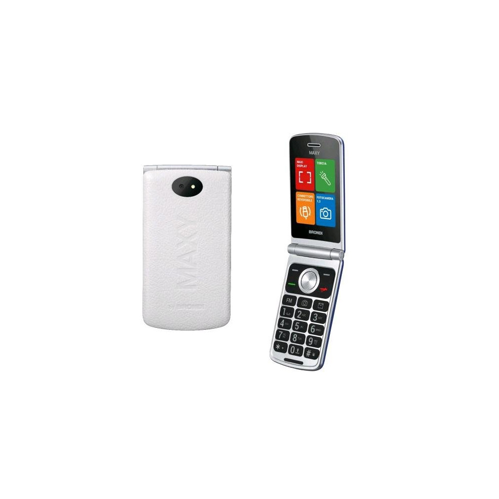 BRONDI MAXY DUAL SIM 2.8" CLAMSHELL FLIP ATTIVO TASTI RETROILLUMINATI MEMORIE DIRETTE DA 2 A 9 CHIAMATA RAPIDA ITALIA BIANCO