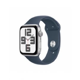 Apple Watch SE GPS 44mm Silver Aluminium Case with Storm Blue Sport Band - M/L - MREE3QL/A